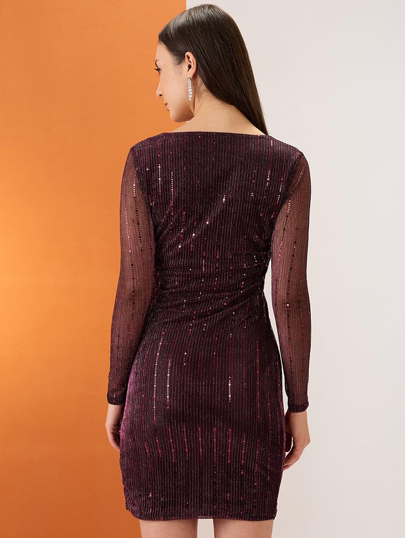 women sequined long sleeve bodycon dress - 21997983 - Standard Image - 2