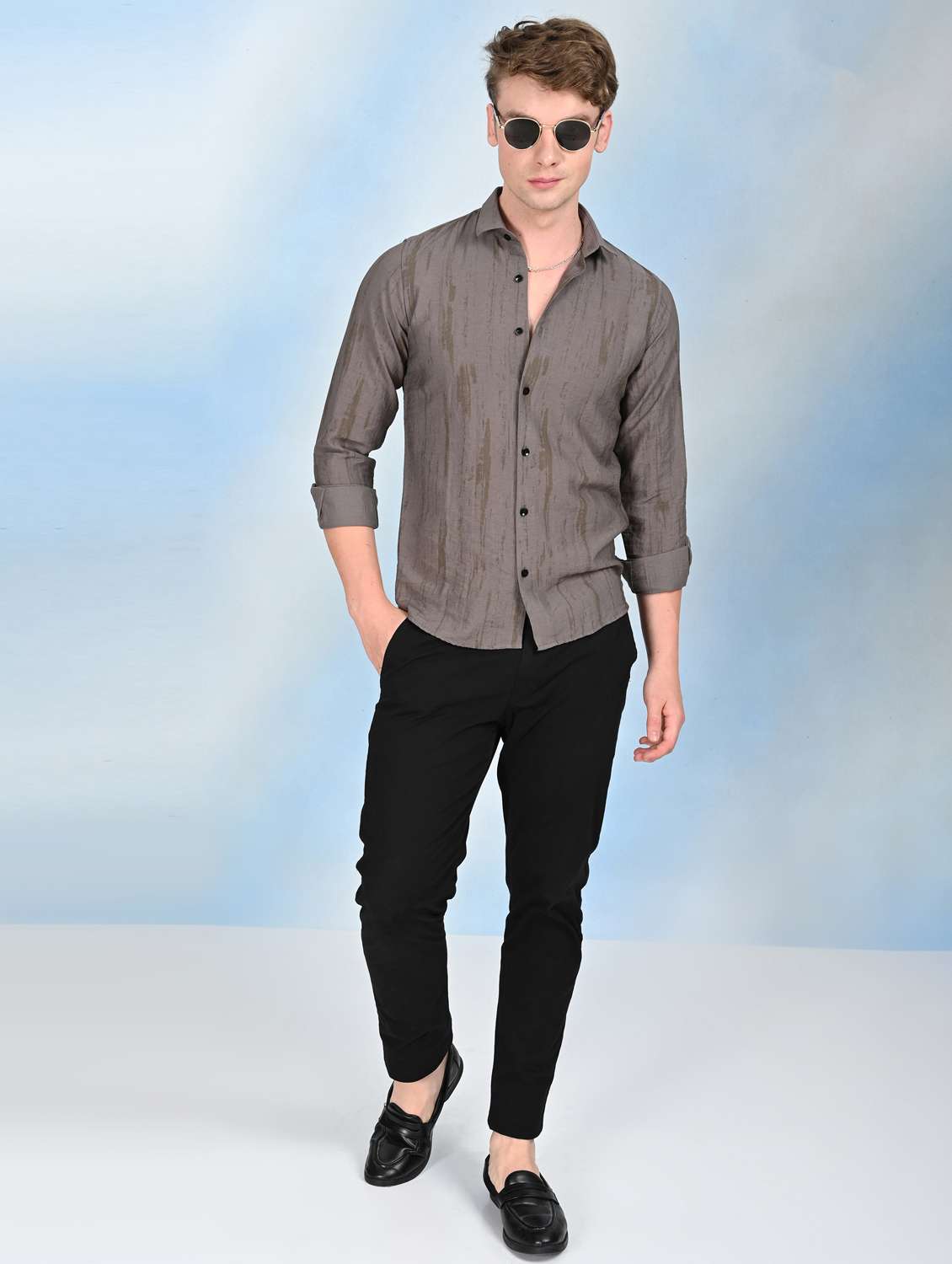 men printed long sleeve regular fit casual shirt - 21998006 -  Standard Image - 7