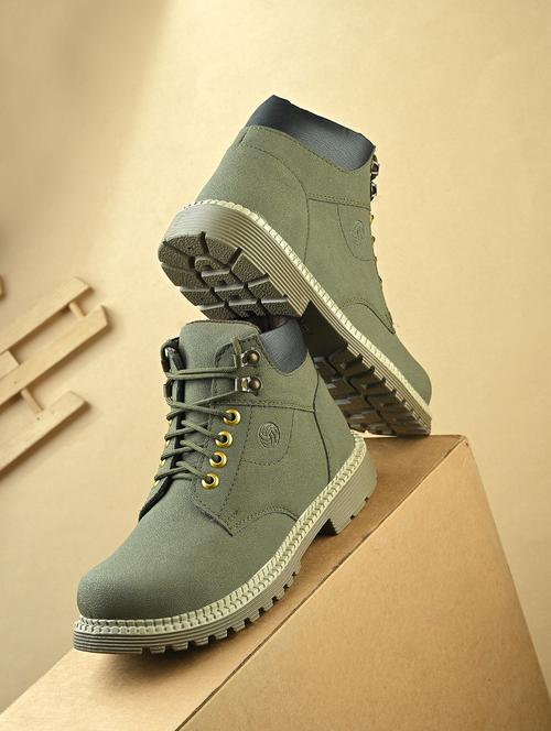 men olive lace up boot - 21998011 -  Standard Image - 0