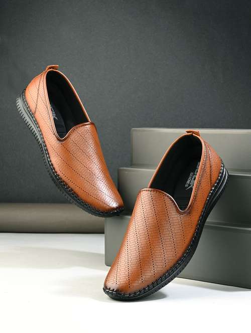 men tan slip on casual shoes - 21998048 - Standard Image - 0