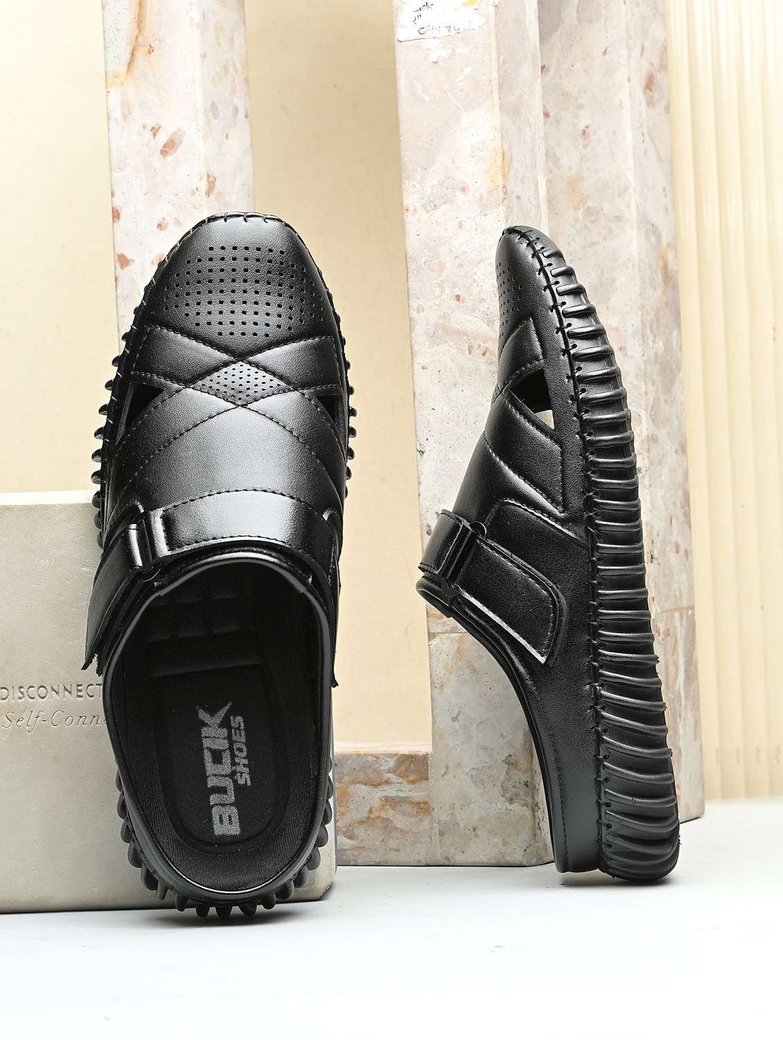 men black slip on sandal