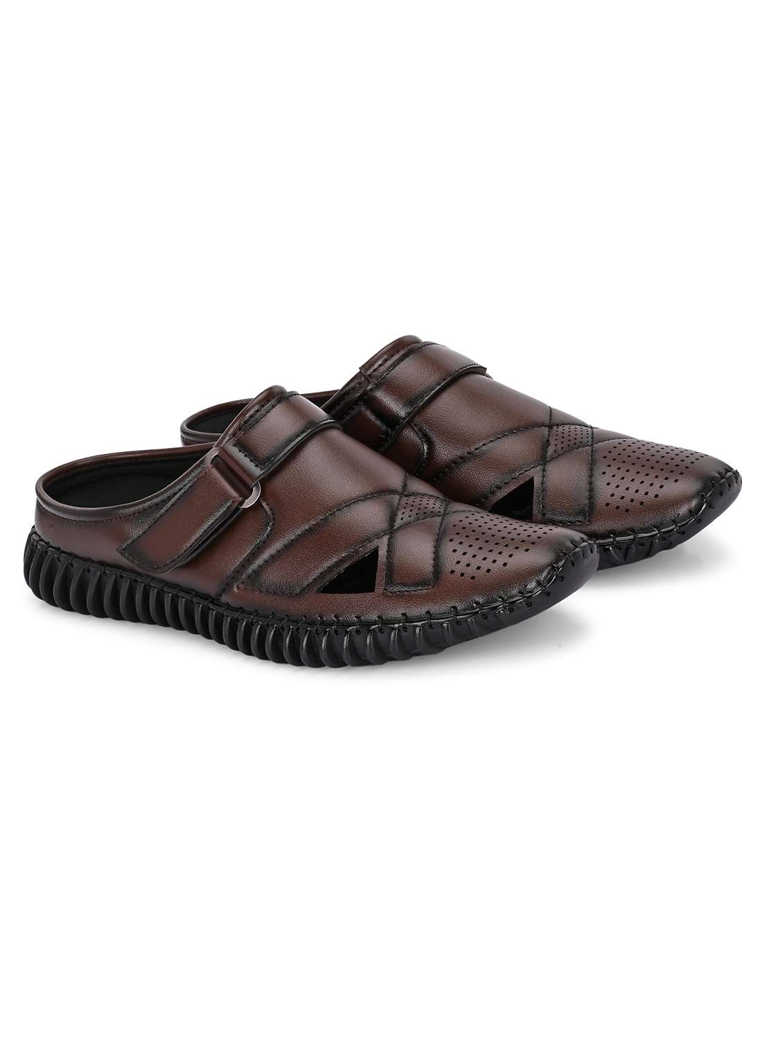 men brown slip on sandal - 21998050 -  Standard Image - 2