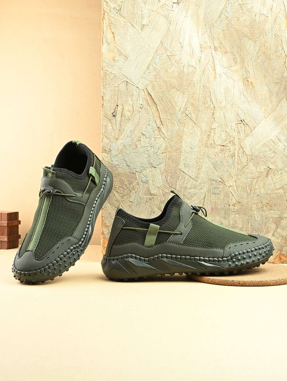 men olive slip on sneaker