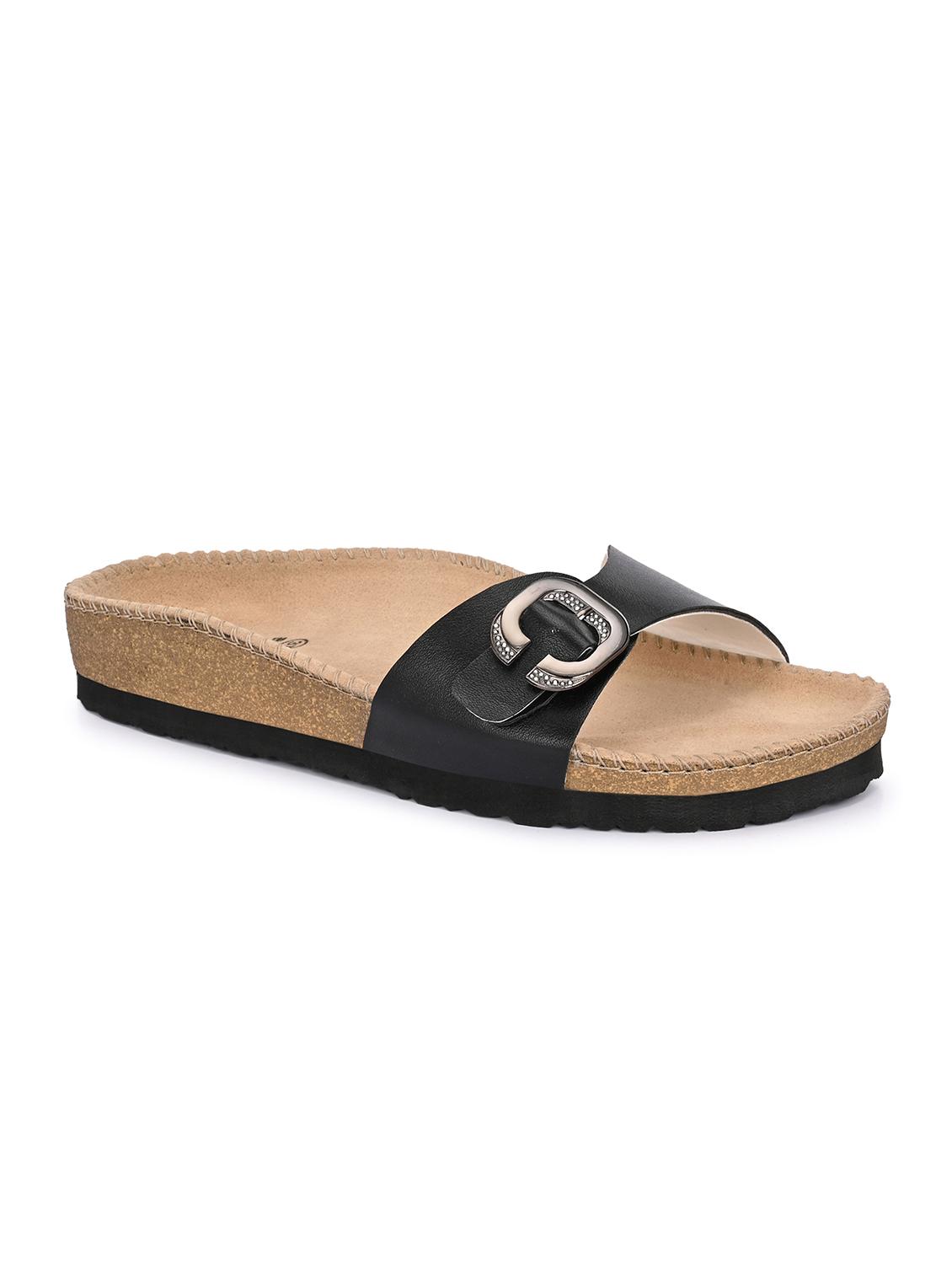 women black slip on sandal - 21998097 - Standard Image - 2