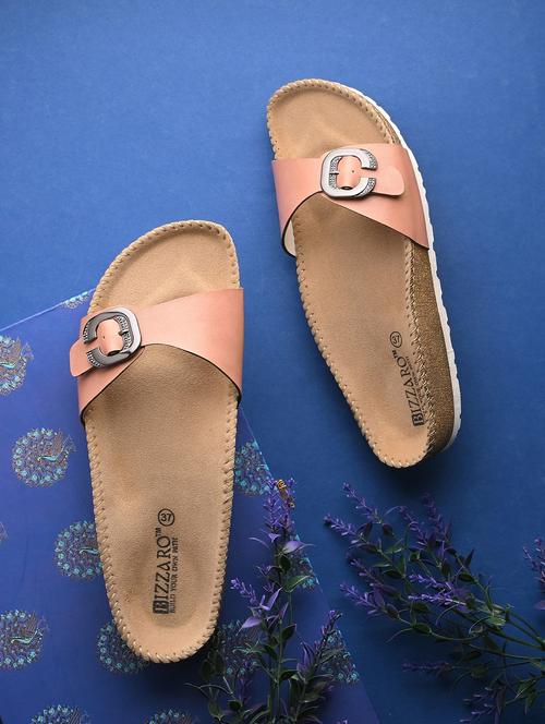 women peach slip on sandal - 21998099 -  Standard Image - 0
