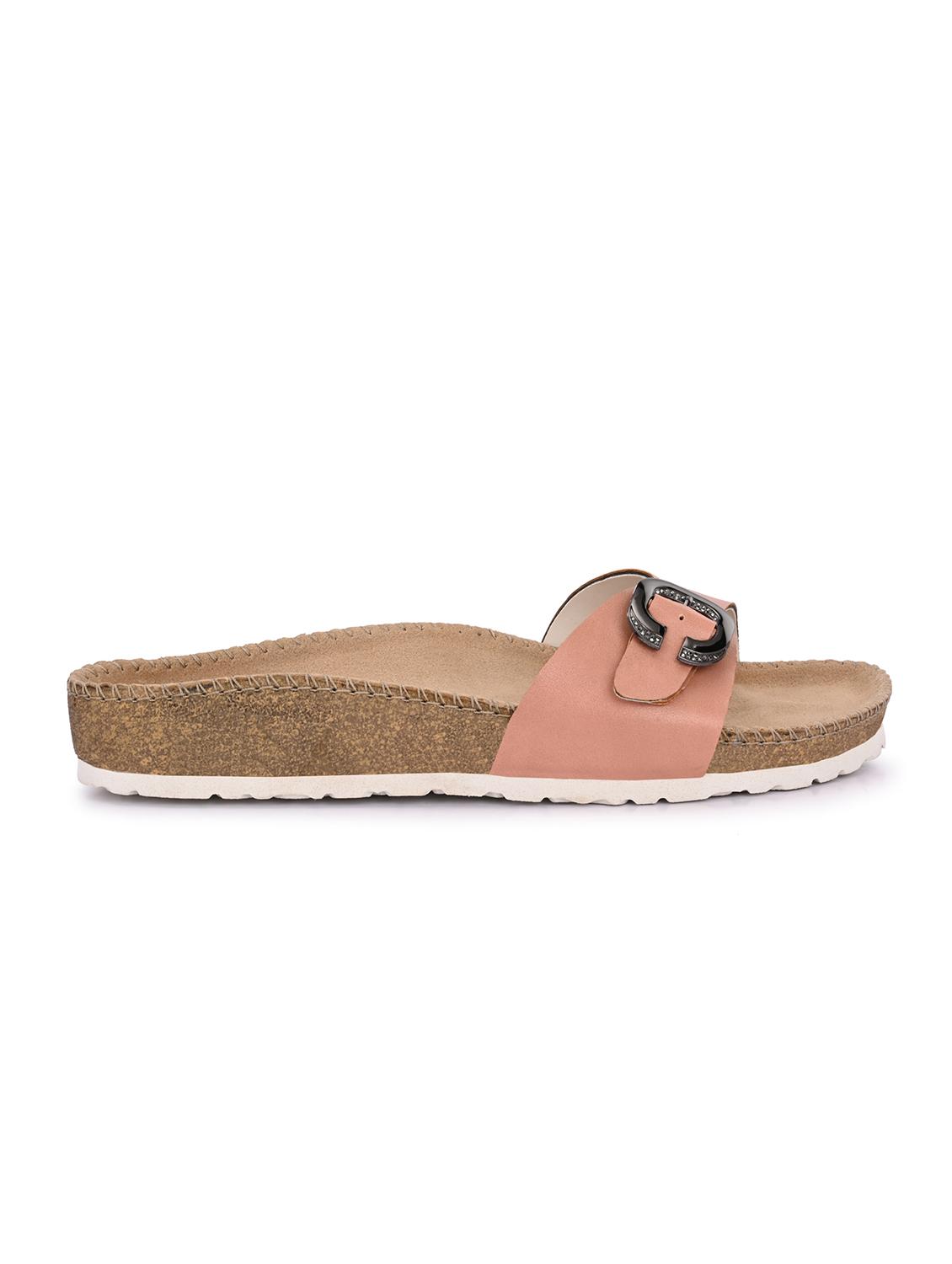 women peach slip on sandal - 21998099 - Standard Image - 2