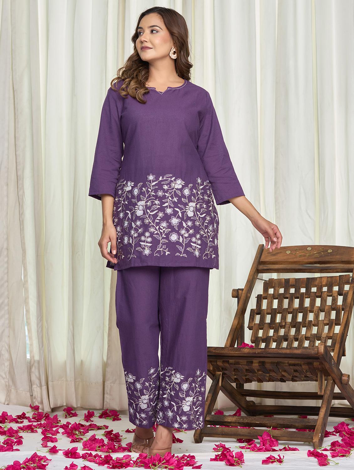 women floral three quarter sleeve ethnic co-ord set - 21998117 - Standard Image - 2