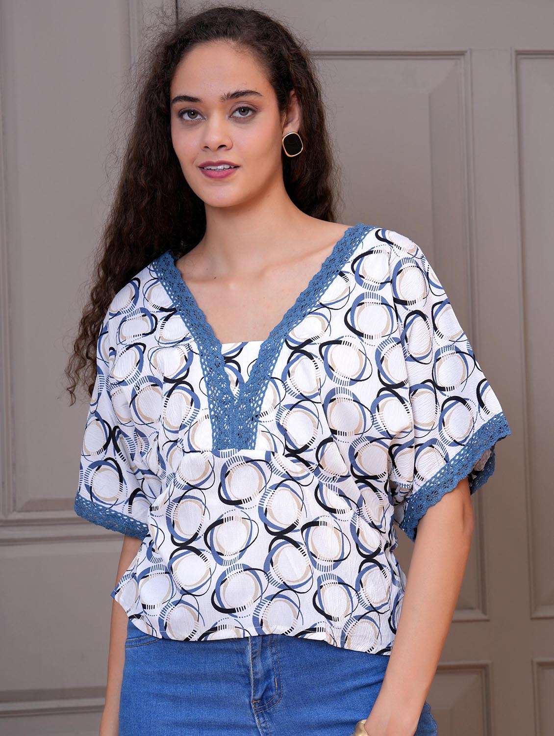 women printed batwing sleeve regular top - 21998124 -  Zoom Image - 0