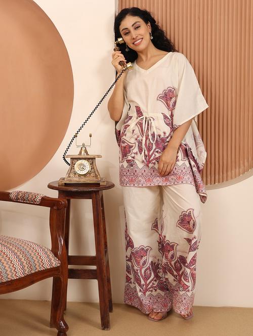 women floral printed kimono sleeve ethnic co-ord set - 21998257 - Standard Image - 0