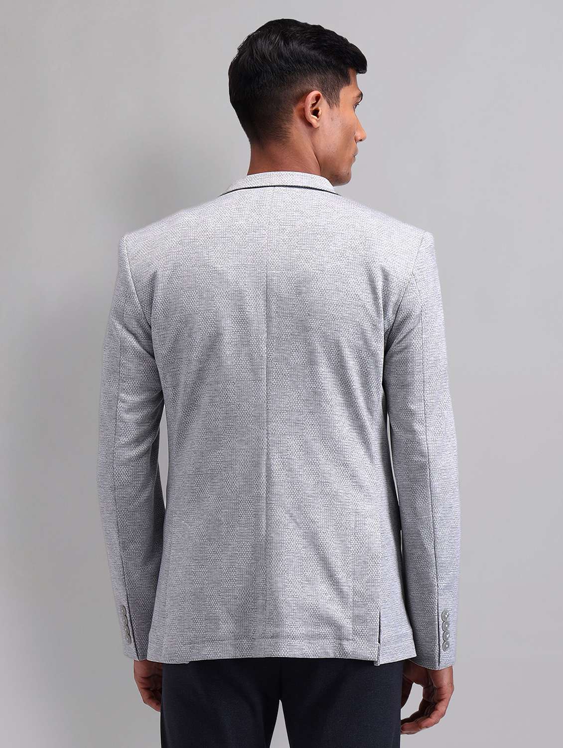 men grey solid long sleeve single breasted blazer - 21998320 -  Standard Image - 2