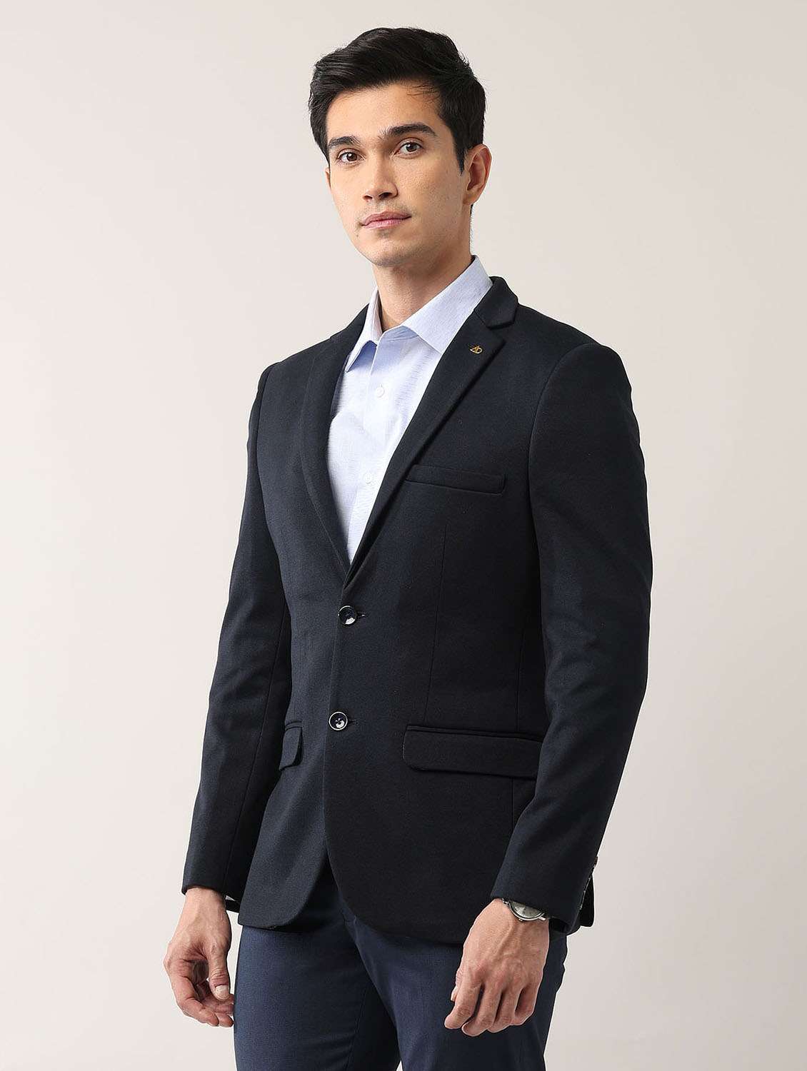 men solid long sleeve single breasted blazer - 21998321 - Standard Image - 2