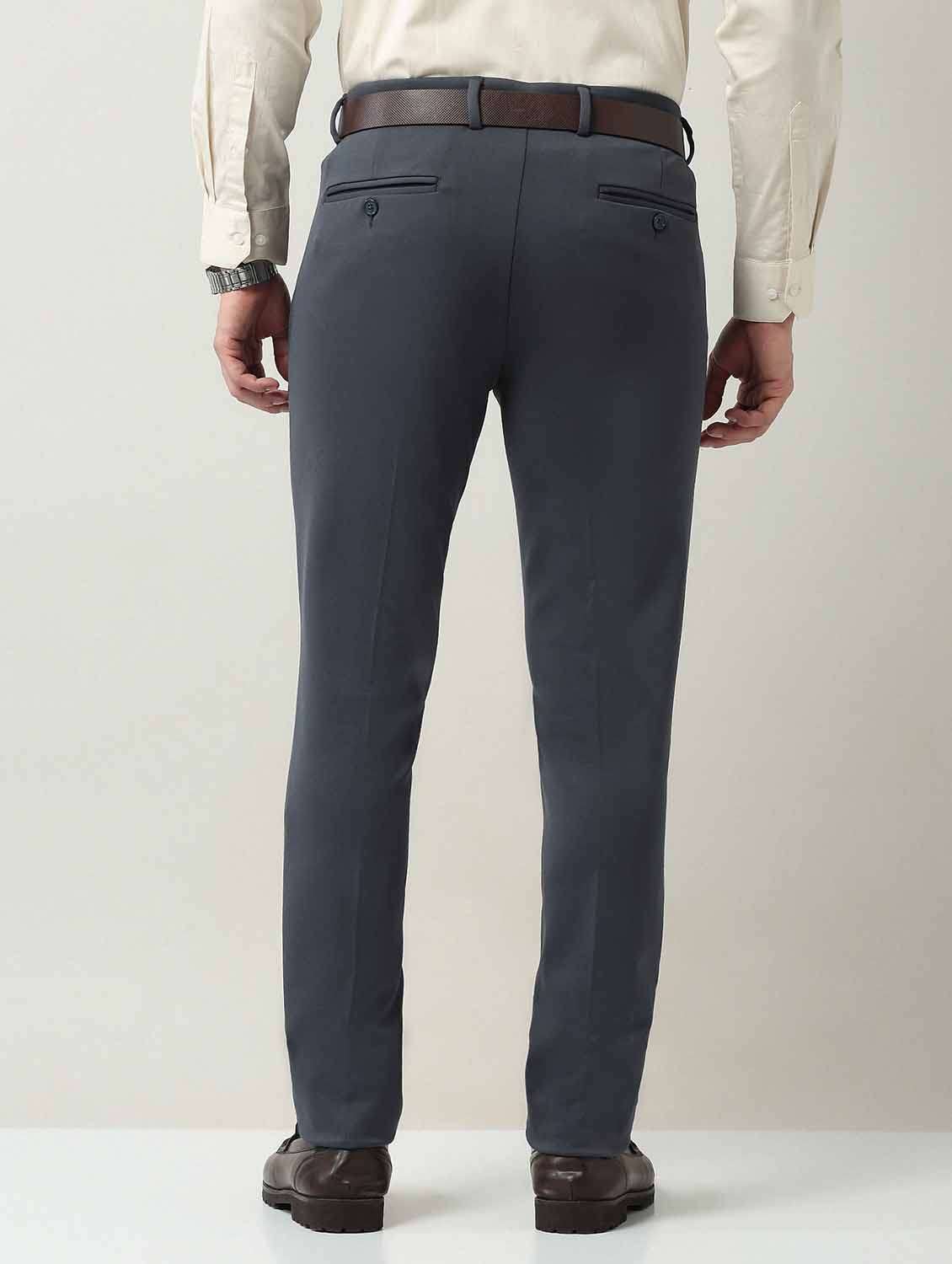 men solid mid rise slim fit trouser - 21998330 - Standard Image - 2