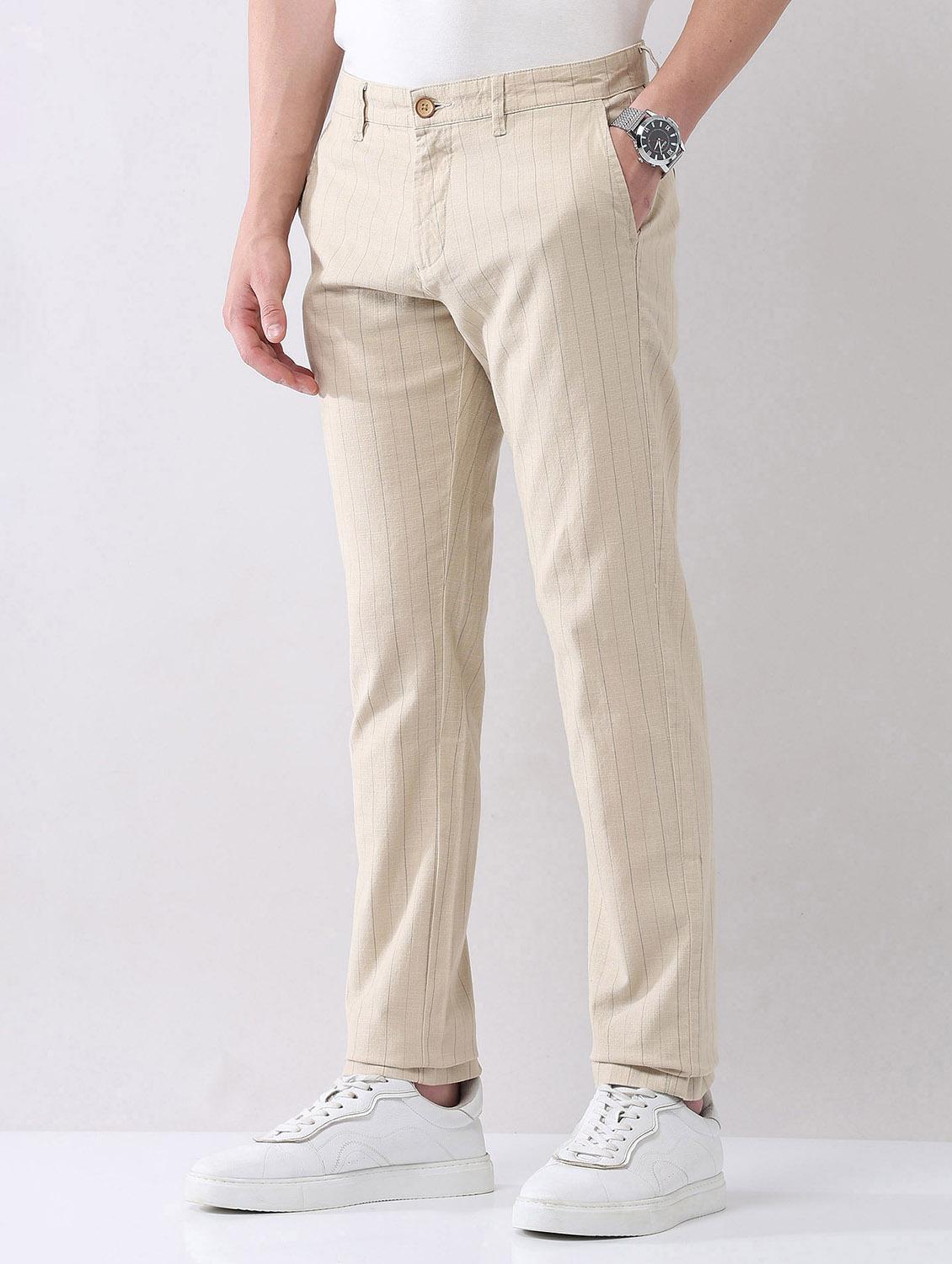 men striped mid rise straight chinos - 21998338 - Standard Image - 2