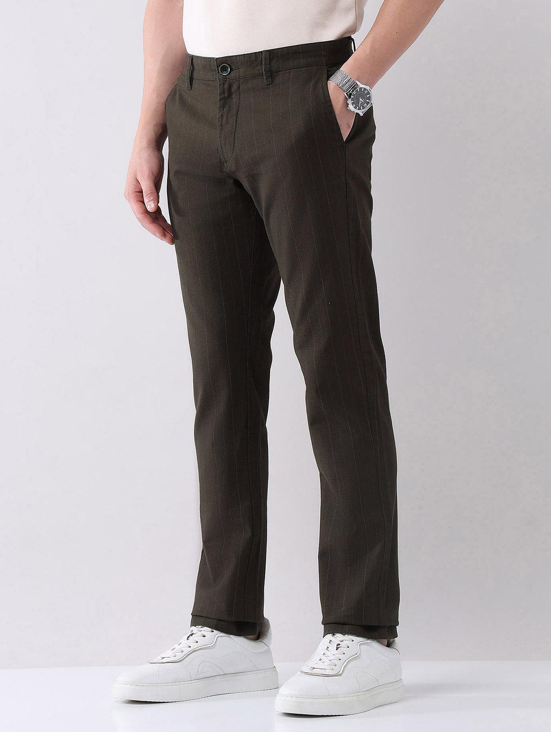 men striped mid rise straight fit chinos - 21998341 - Standard Image - 2