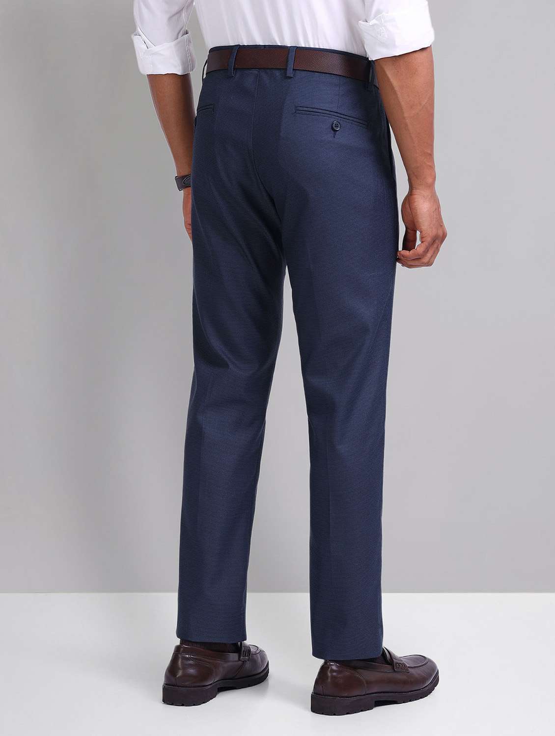 men solid mid rise slim fit formal trouser - 21998361 -  Standard Image - 2