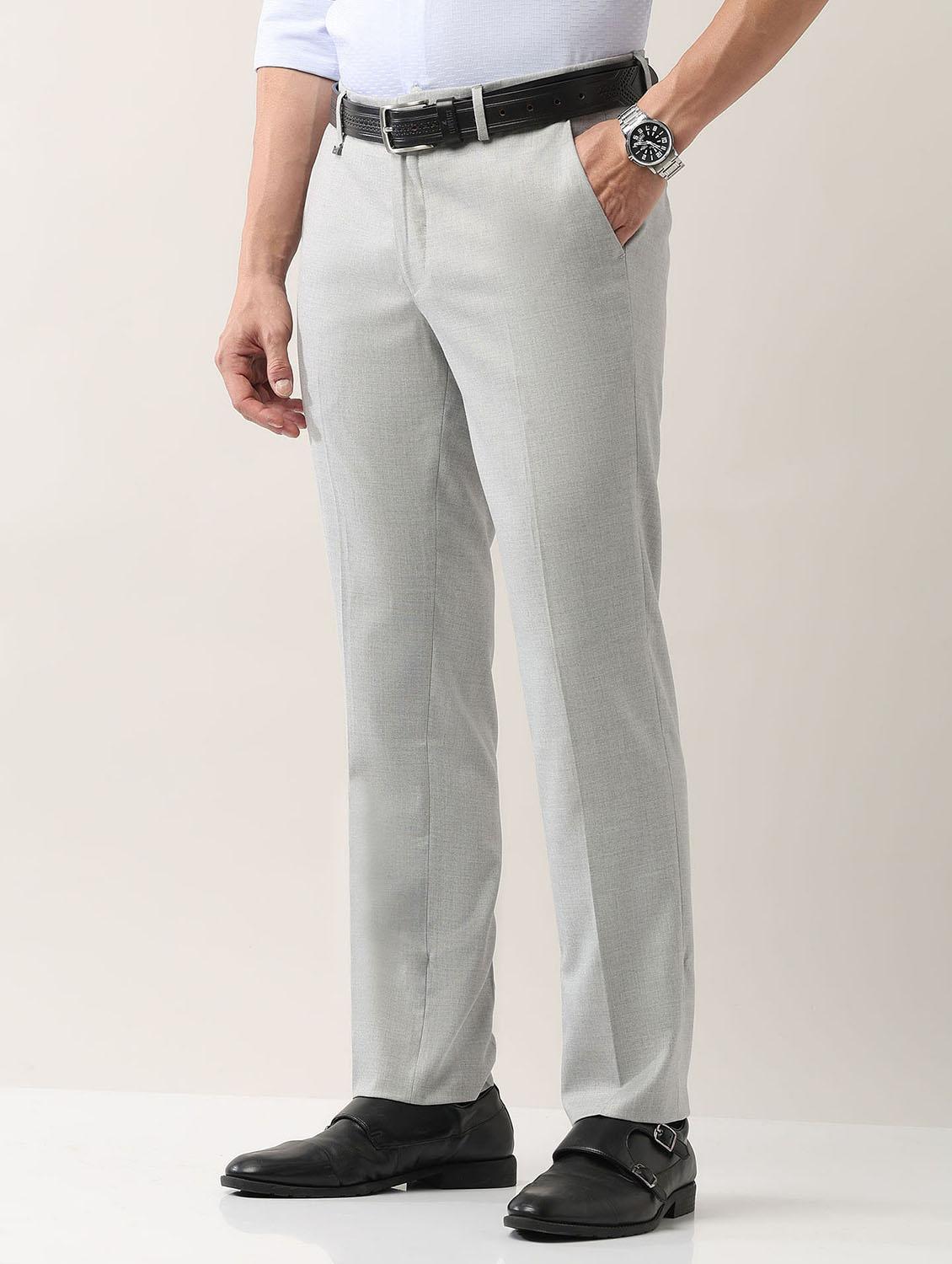 men solid mid rise formal trouser - 21998368 - Standard Image - 2