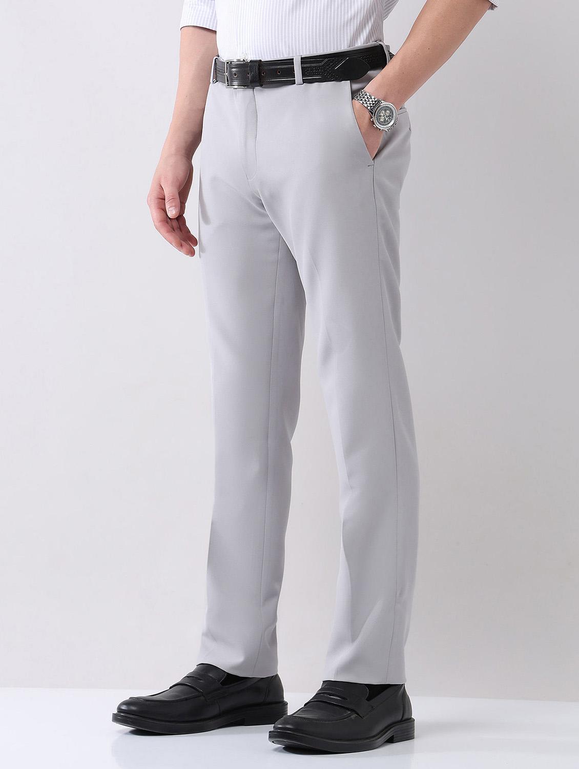men solid mid rise formal trouser - 21998370 - Standard Image - 2