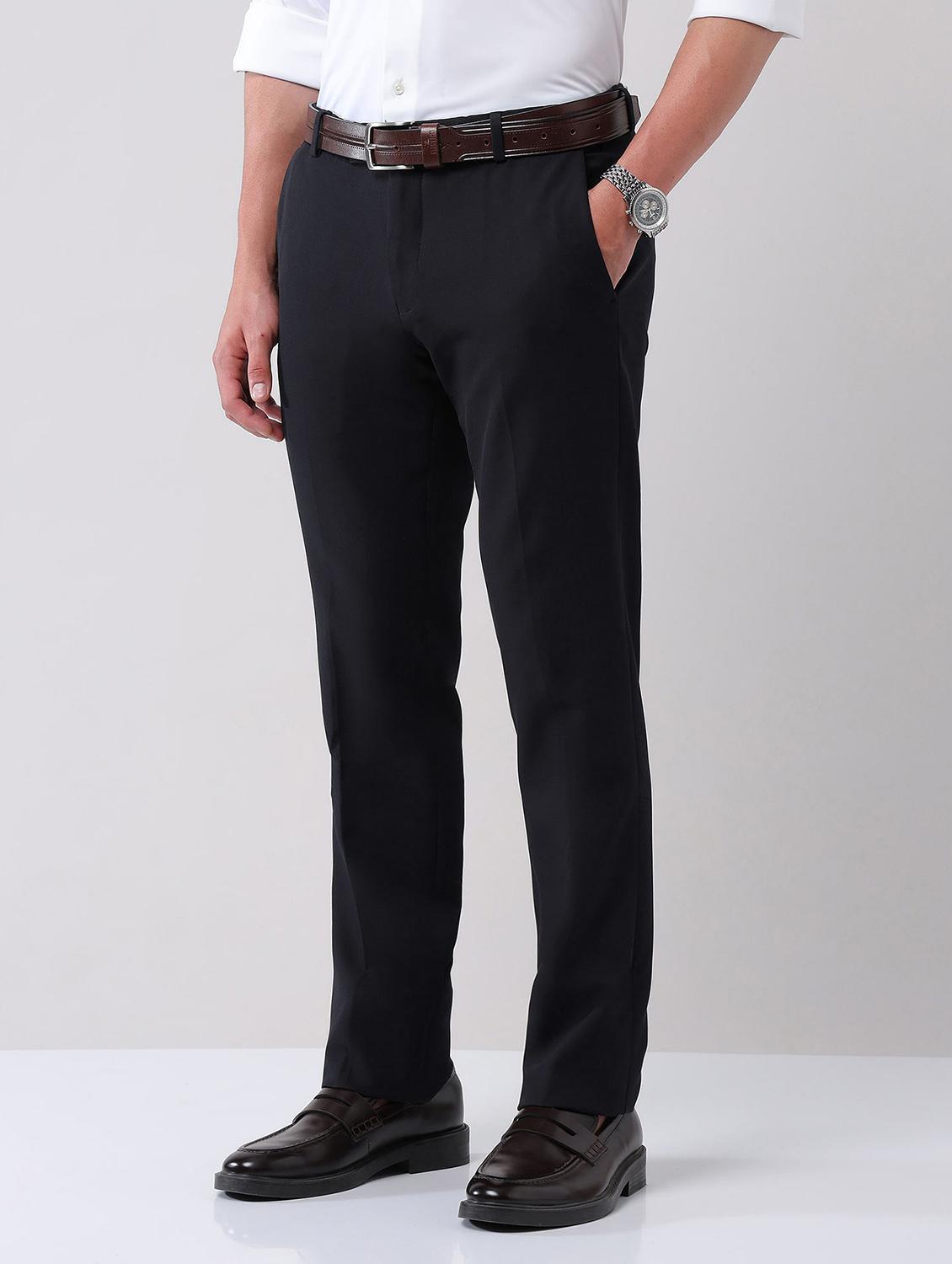 men solid mid rise formal trouser - 21998371 - Standard Image - 2