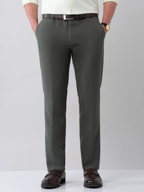 men solid mid rise formal trouser - 21998372 - Standard Image - 0