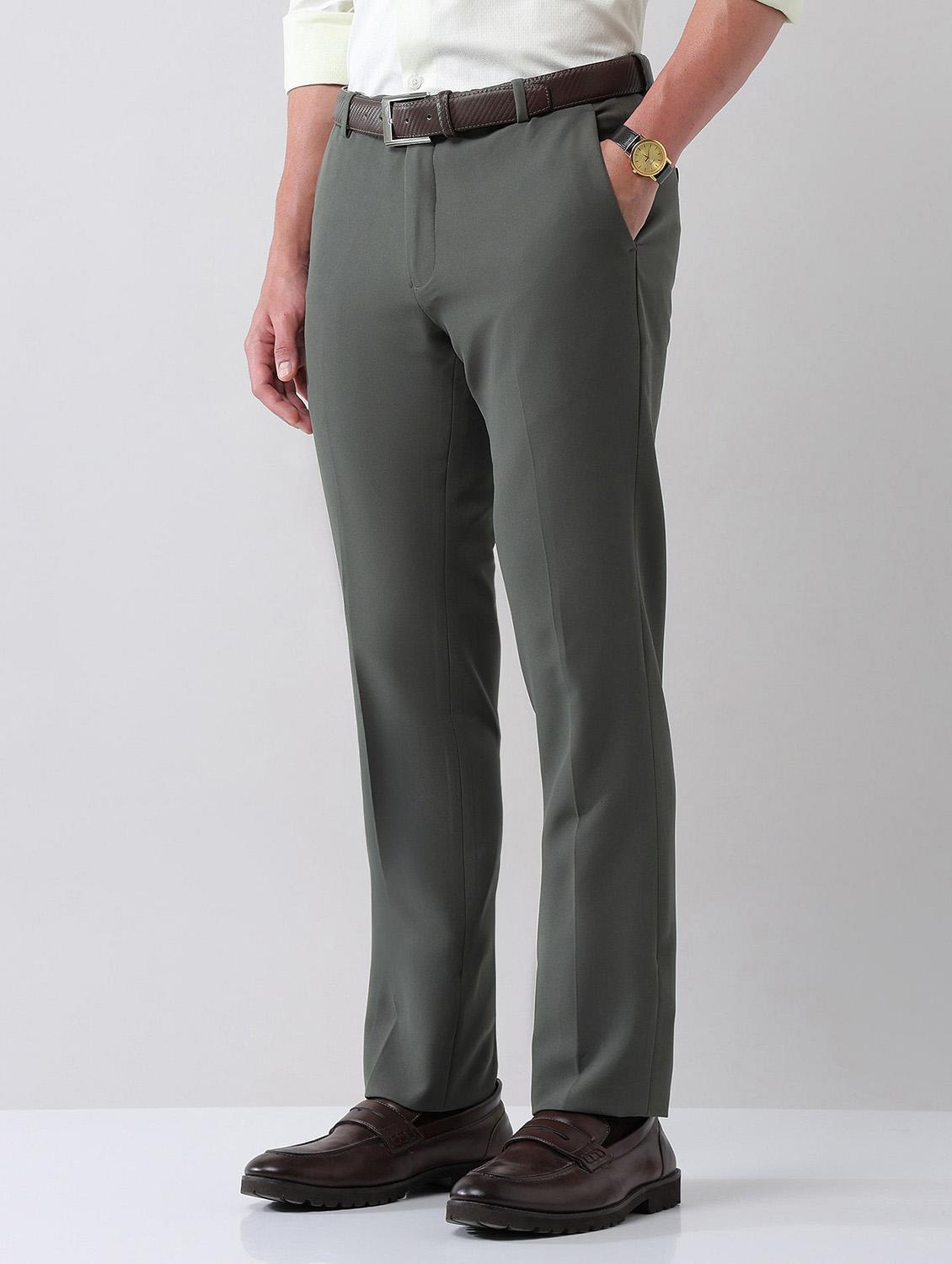 men solid mid rise formal trouser - 21998372 - Standard Image - 2