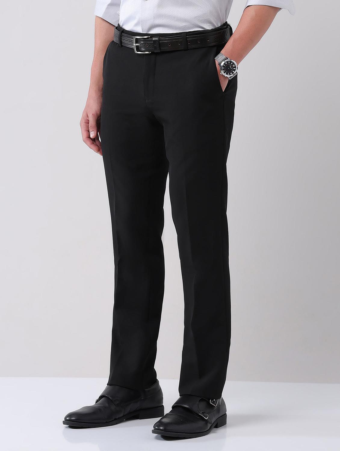 men solid mid rise formal trouser - 21998373 - Standard Image - 2