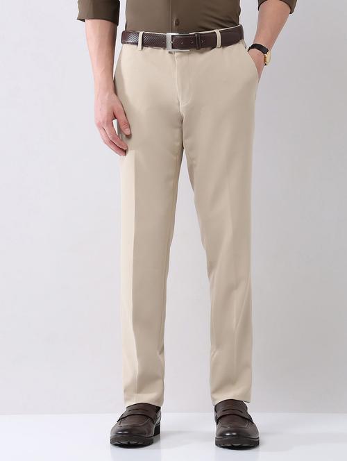men solid mid rise formal trouser - 21998375 - Standard Image - 0
