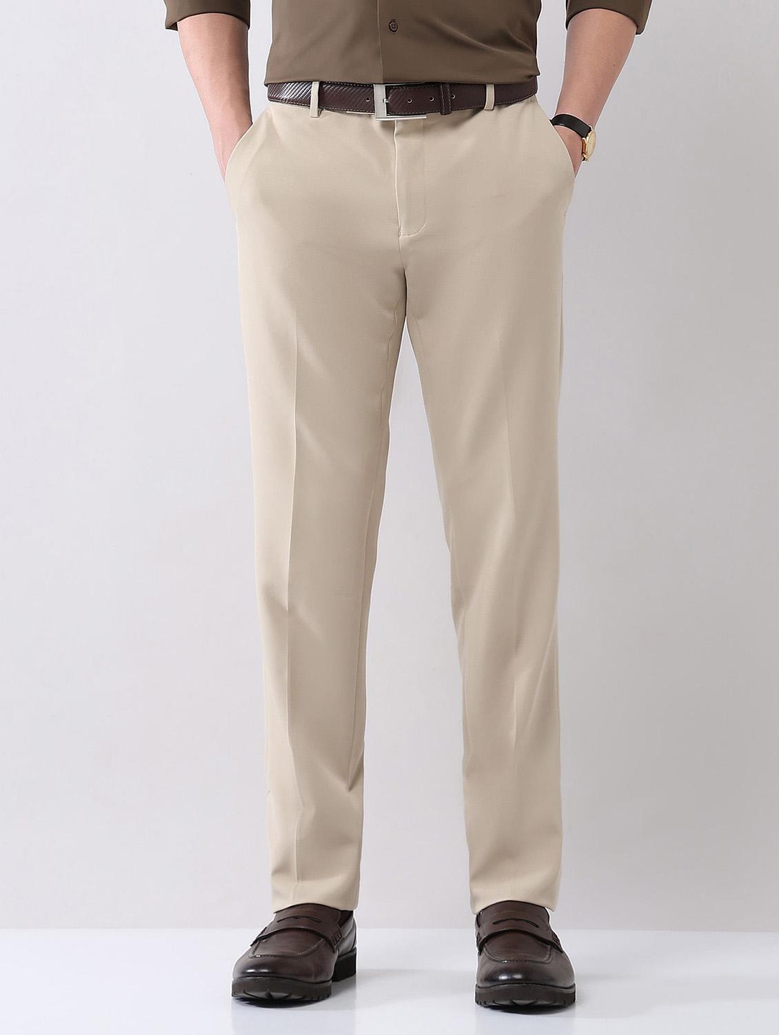 men solid mid rise formal trouser - 21998375 - Standard Image - 2