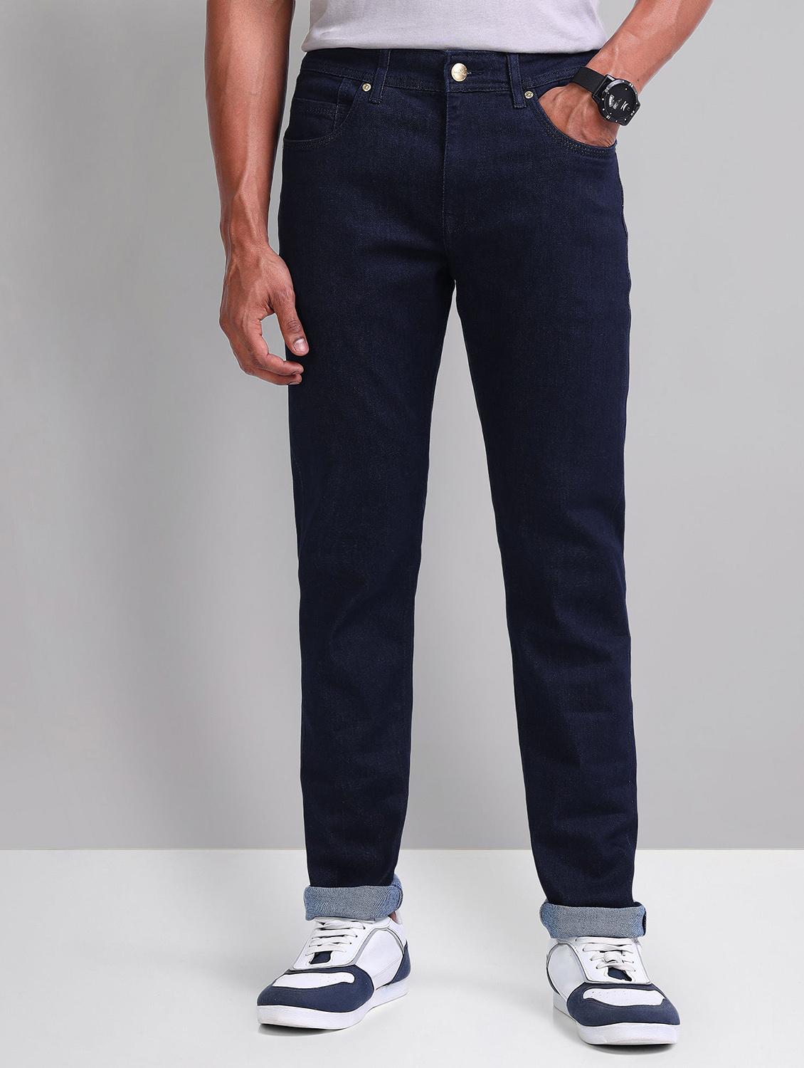 men solid mid rise slim fit jeans