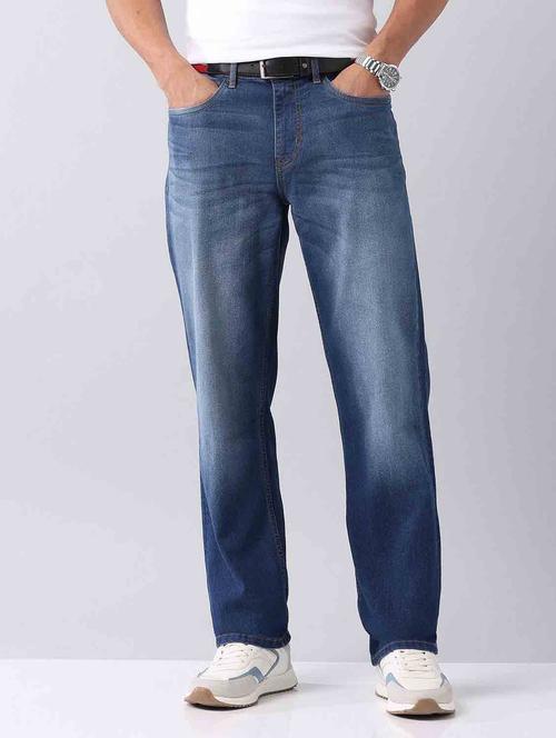 men washed mid rise straight fit jeans - 21998389 - Standard Image - 0