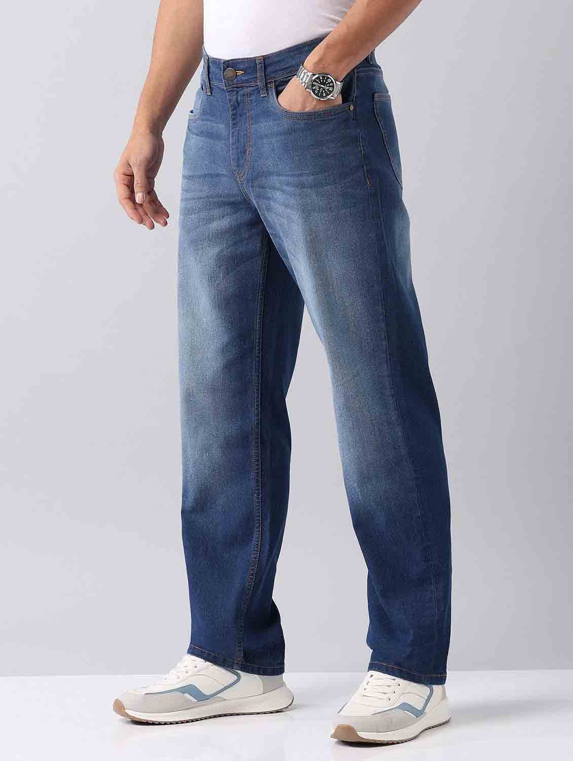 men washed mid rise straight fit jeans - 21998389 - Standard Image - 2