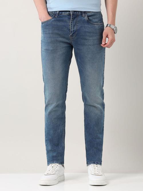 men washed mid rise slim fit jeans - 21998393 - Standard Image - 0