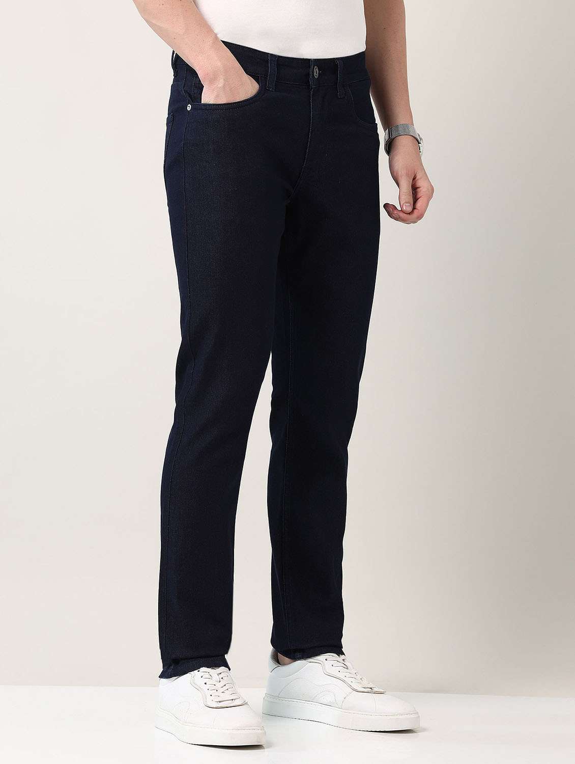 men solid mid rise slim fit jeans - 21998394 -  Standard Image - 2