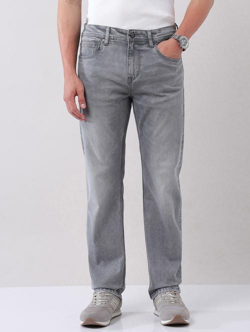 men washed mid rise straight fit jeans - 21998414 - Standard Image - 0