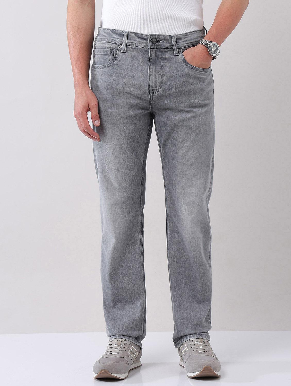 men washed mid rise straight fit jeans - 21998414 - Zoom Image - 0