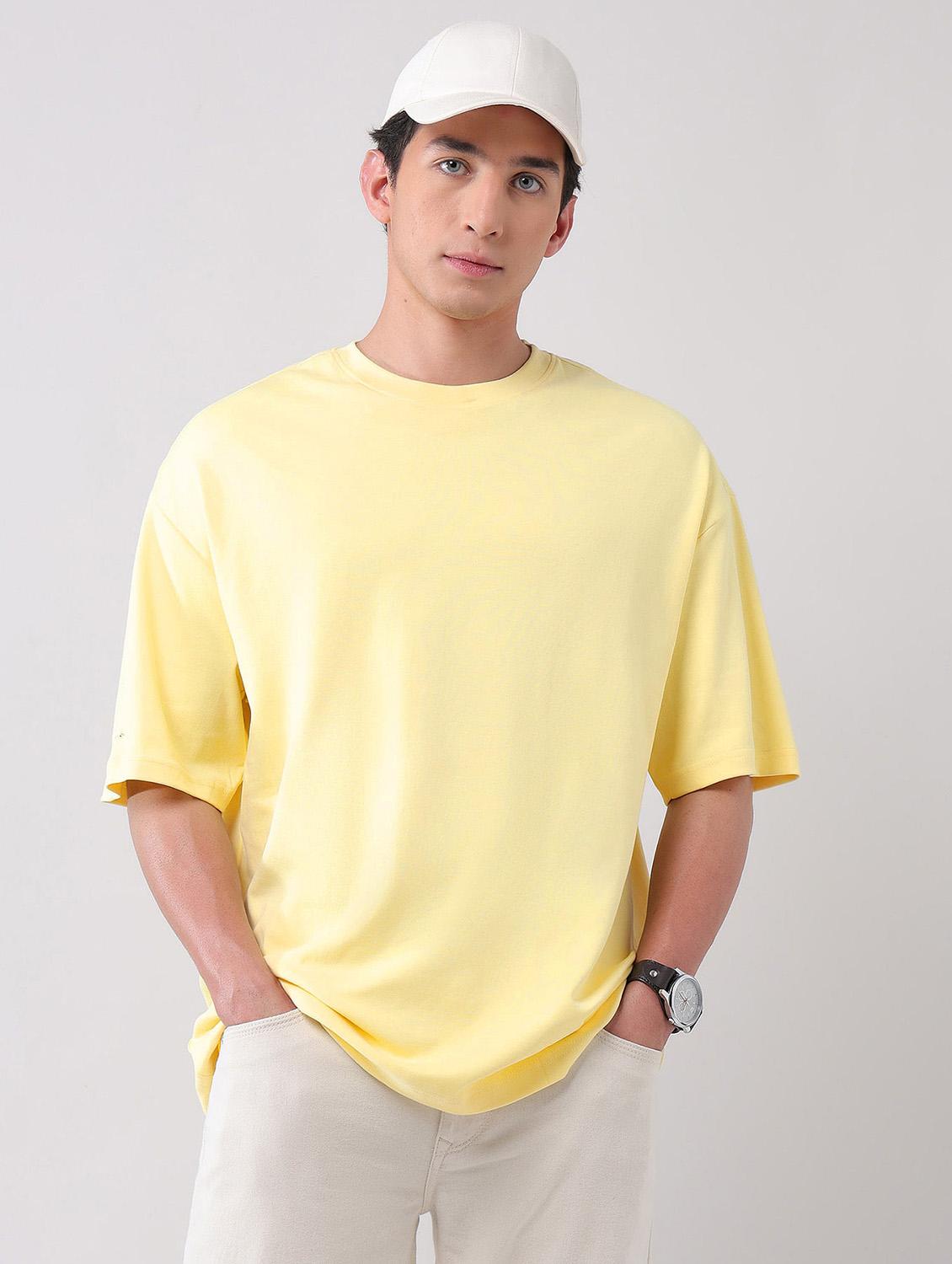 men solid round neck oversized t-shirt - 21998428 -  Zoom Image - 0