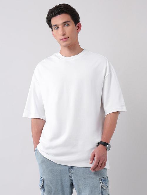 men solid round neck oversized t-shirt - 21998429 - Standard Image - 0