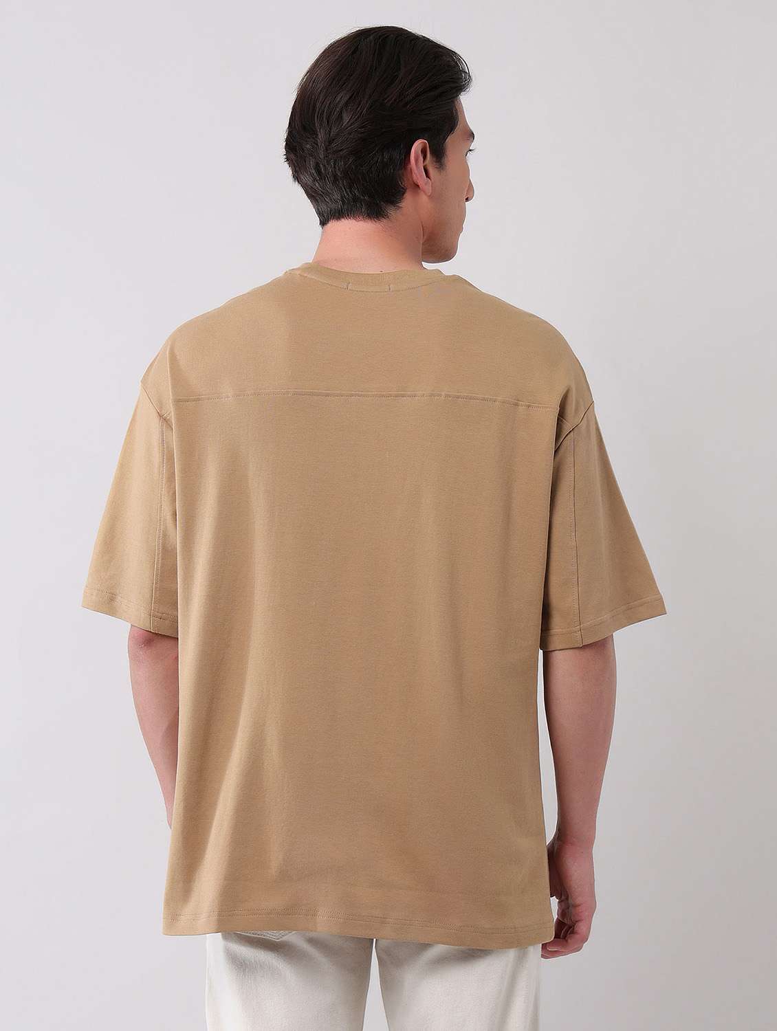 men solid round neck oversized t-shirt - 21998431 -  Standard Image - 2