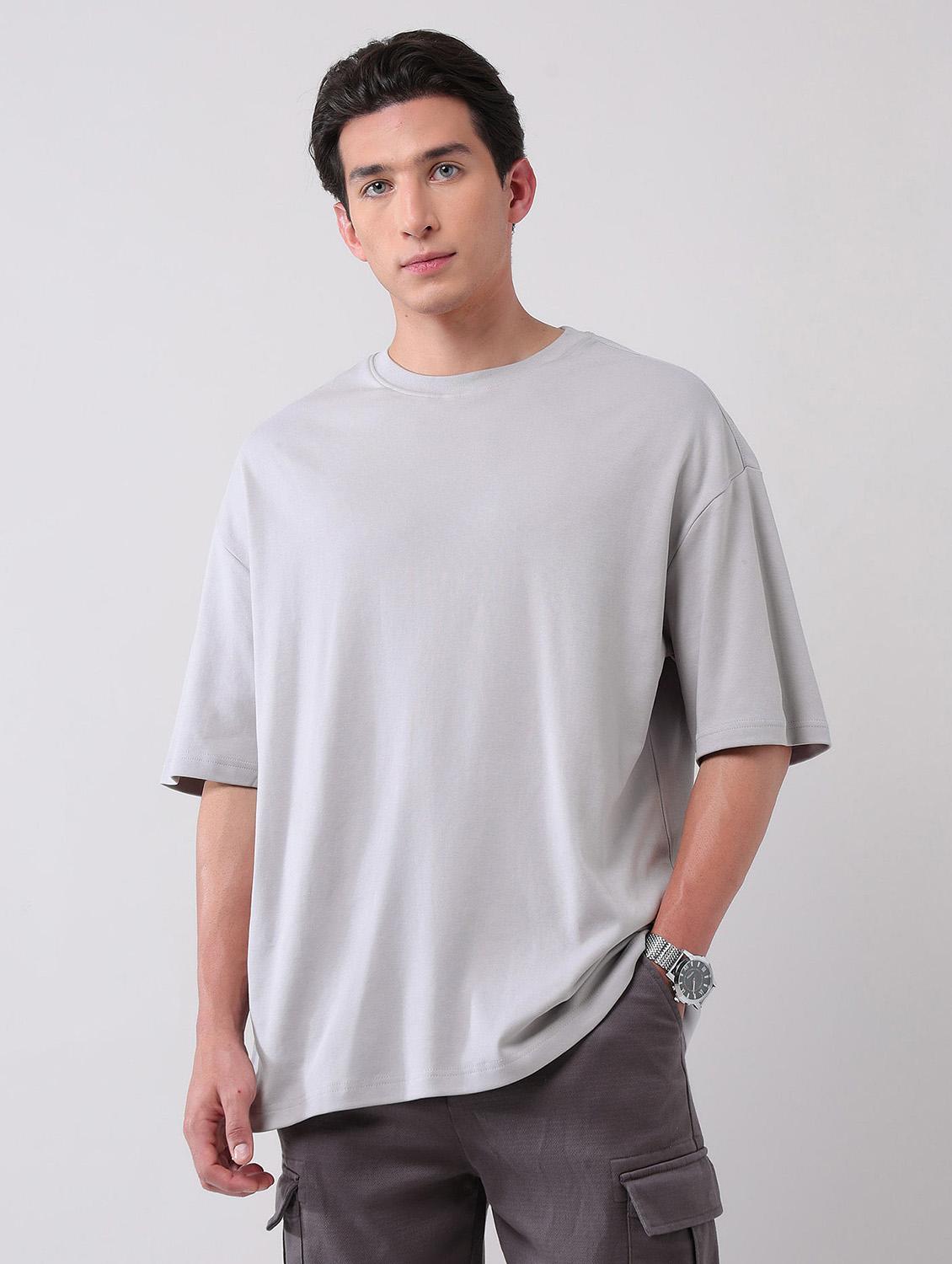 men solid round neck oversized t-shirt - 21998432 - Zoom Image - 0