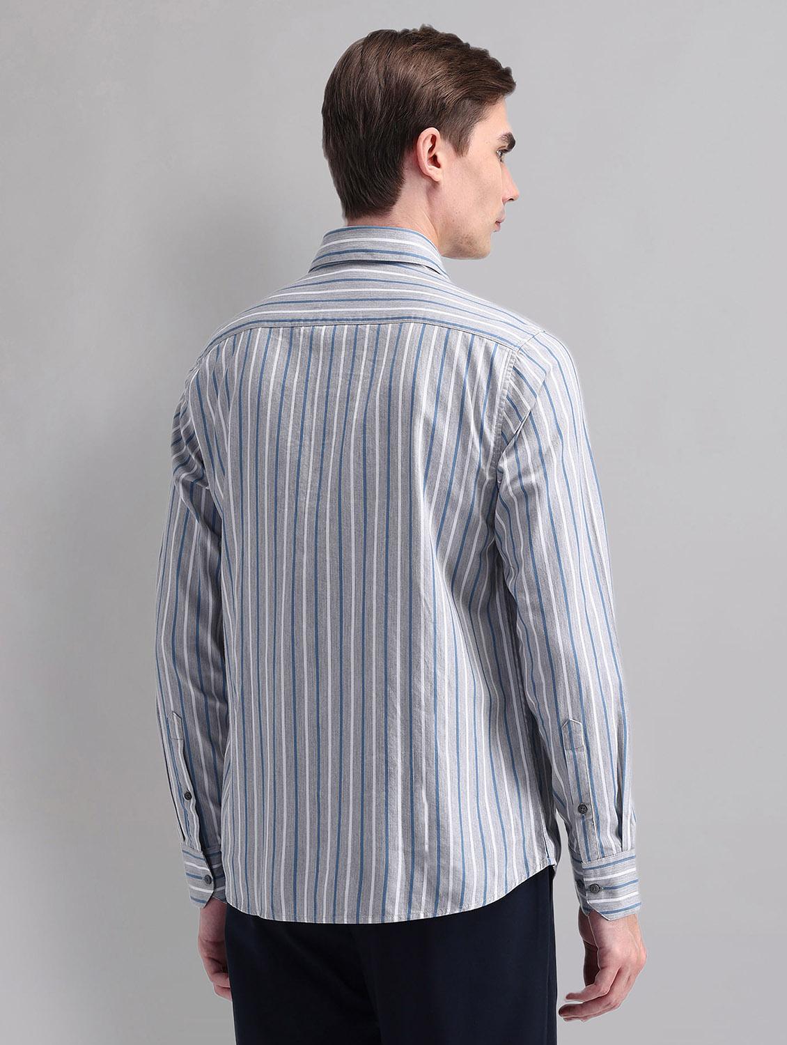 men striped long sleeve regular fit casual shirt - 21998451 - Standard Image - 2