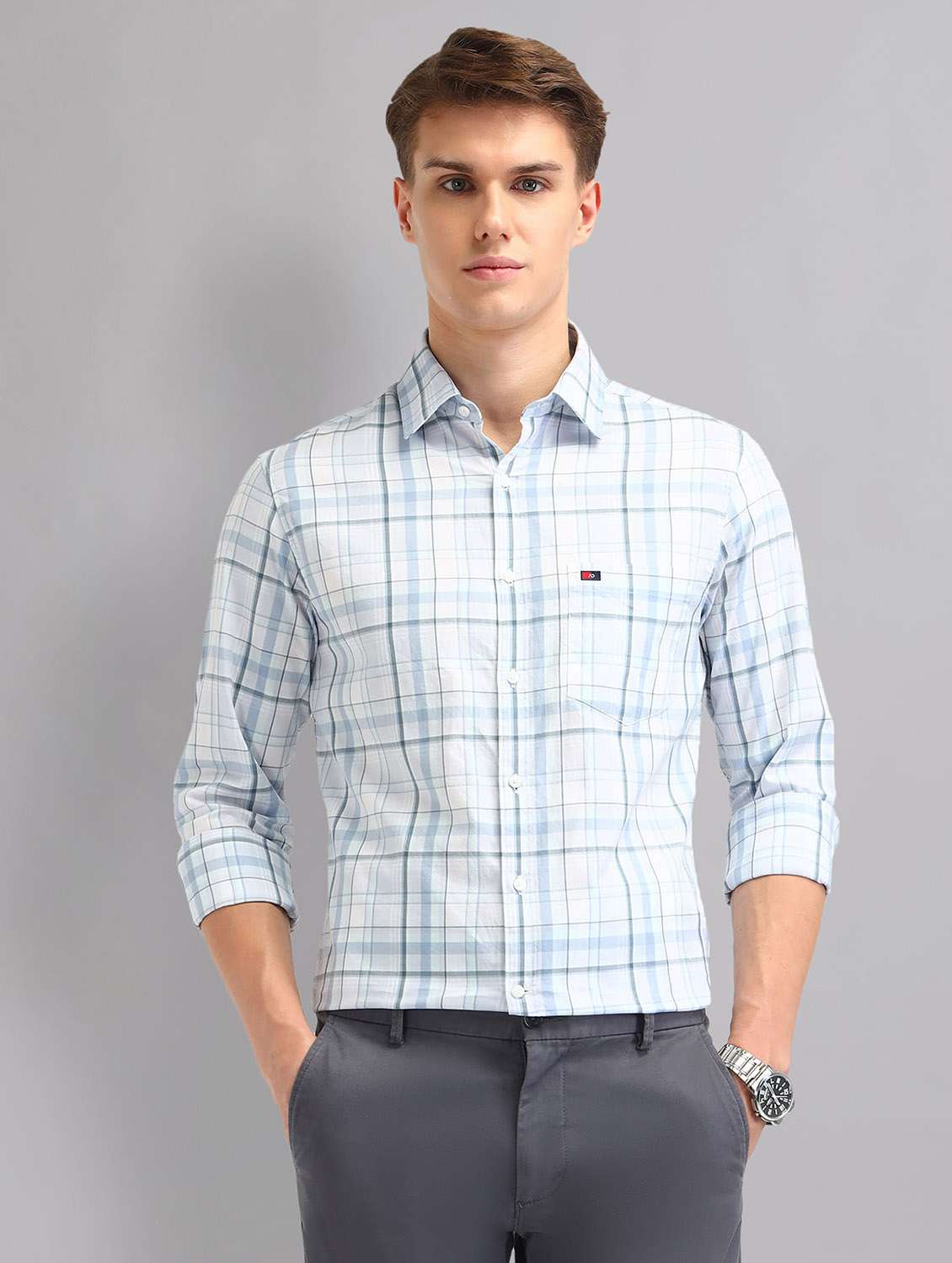 men checkered long sleeve regular fit casual shirt - 21998455 -  Standard Image - 2