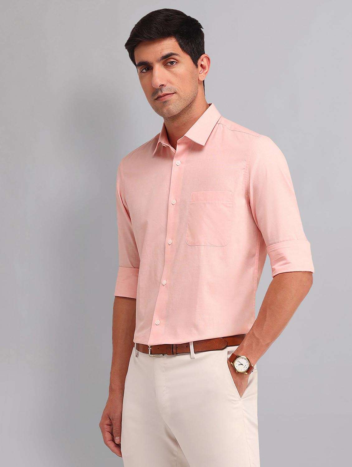 men solid long sleeve regular fit formal shirt - 21998458 - Standard Image - 2