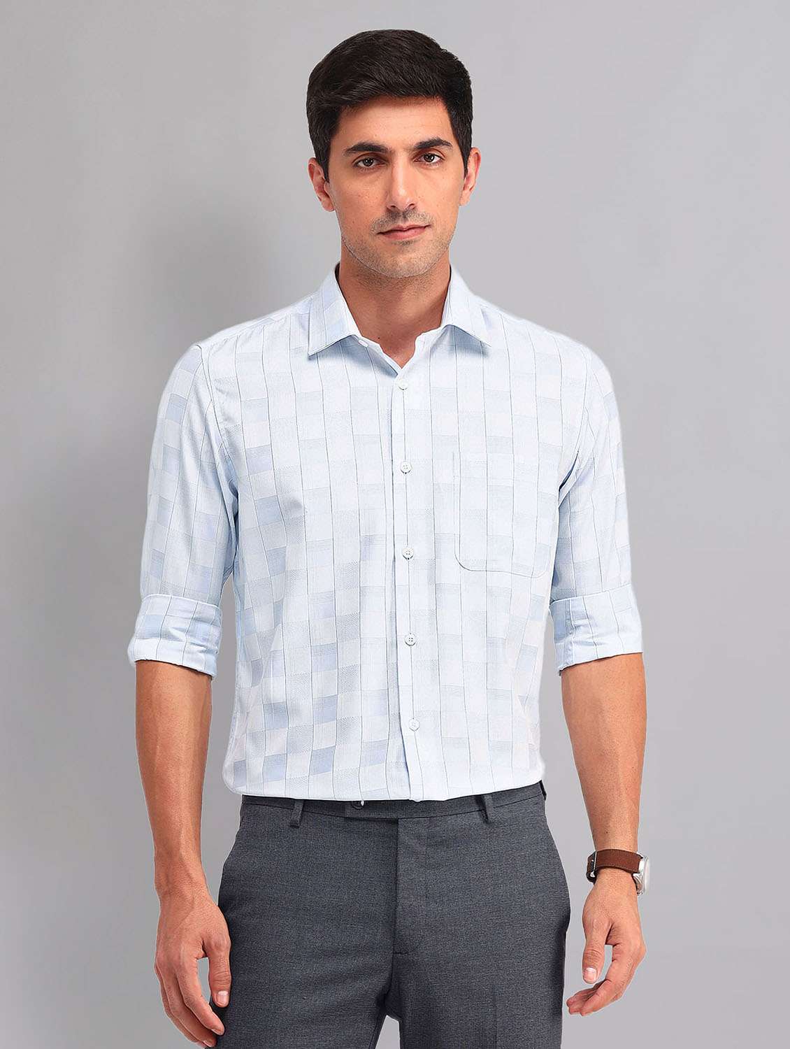 men checkered long sleeve regular fit formal shirt - 21998459 -  Standard Image - 2