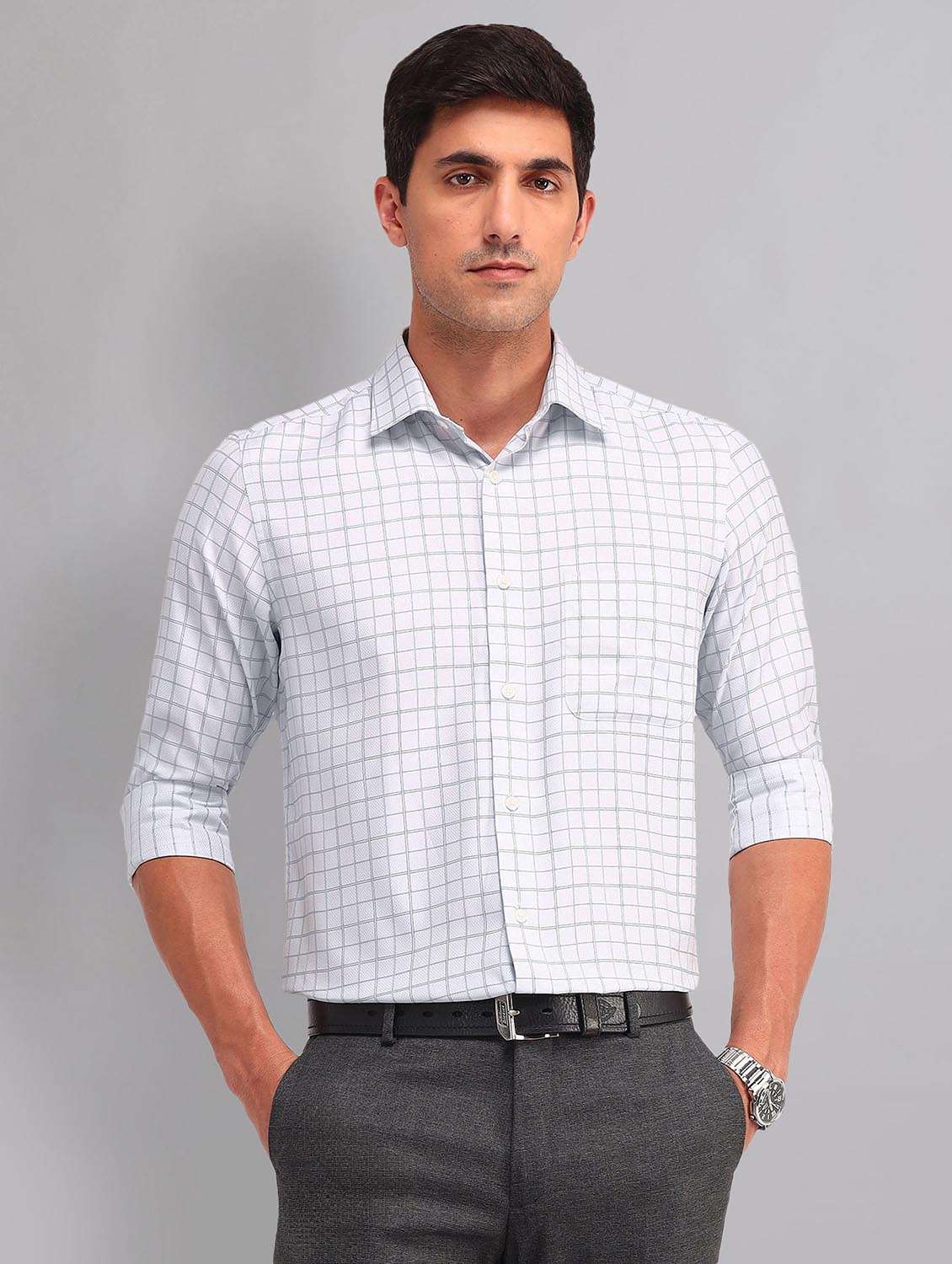men checkered long sleeve regular fit formal shirt - 21998460 -  Standard Image - 2