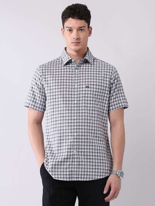 men checkered short sleeve regular fit casual shirt - 21998485 -  Standard Image - 0