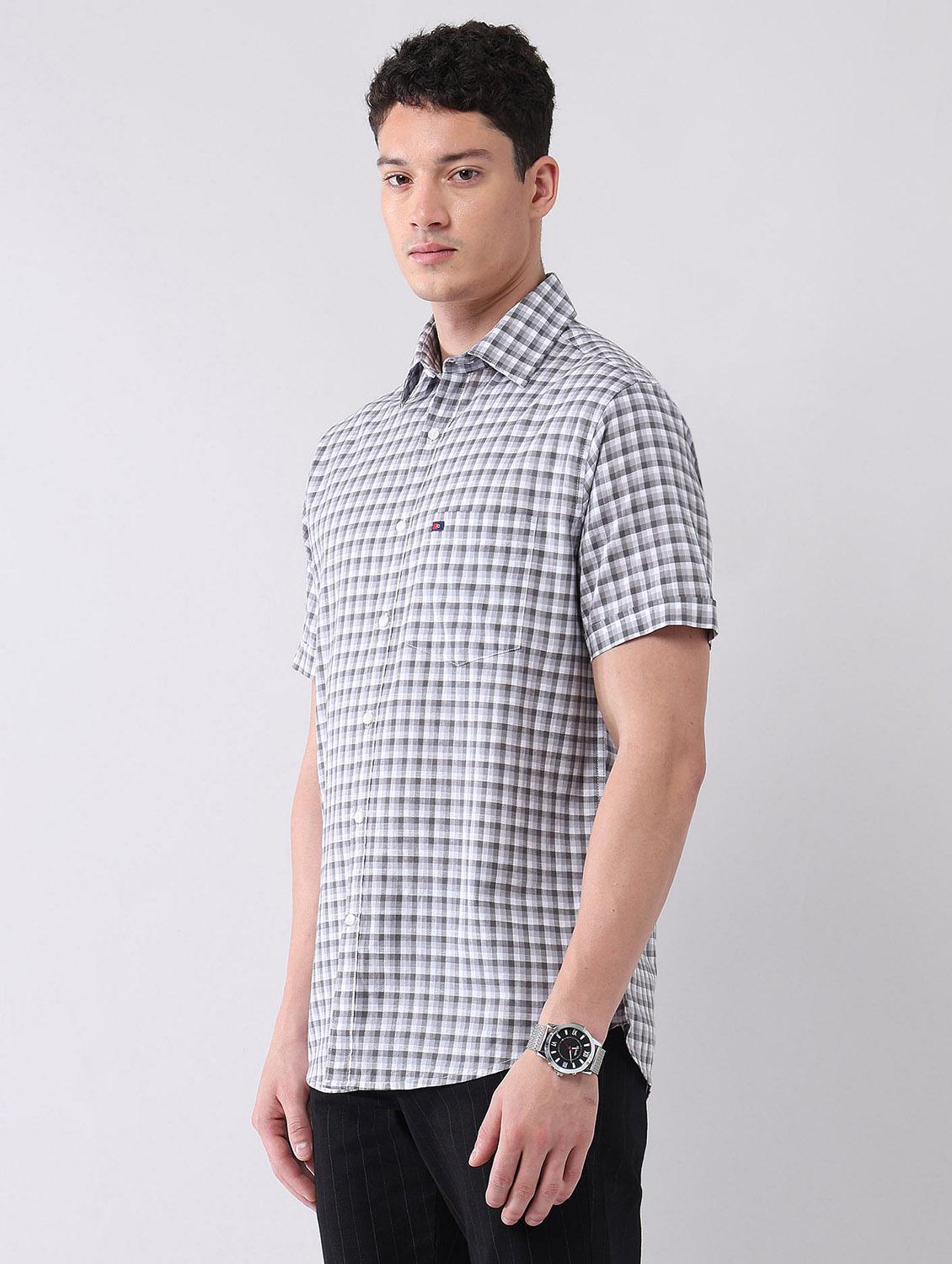 men checkered short sleeve regular fit casual shirt - 21998485 - Standard Image - 2