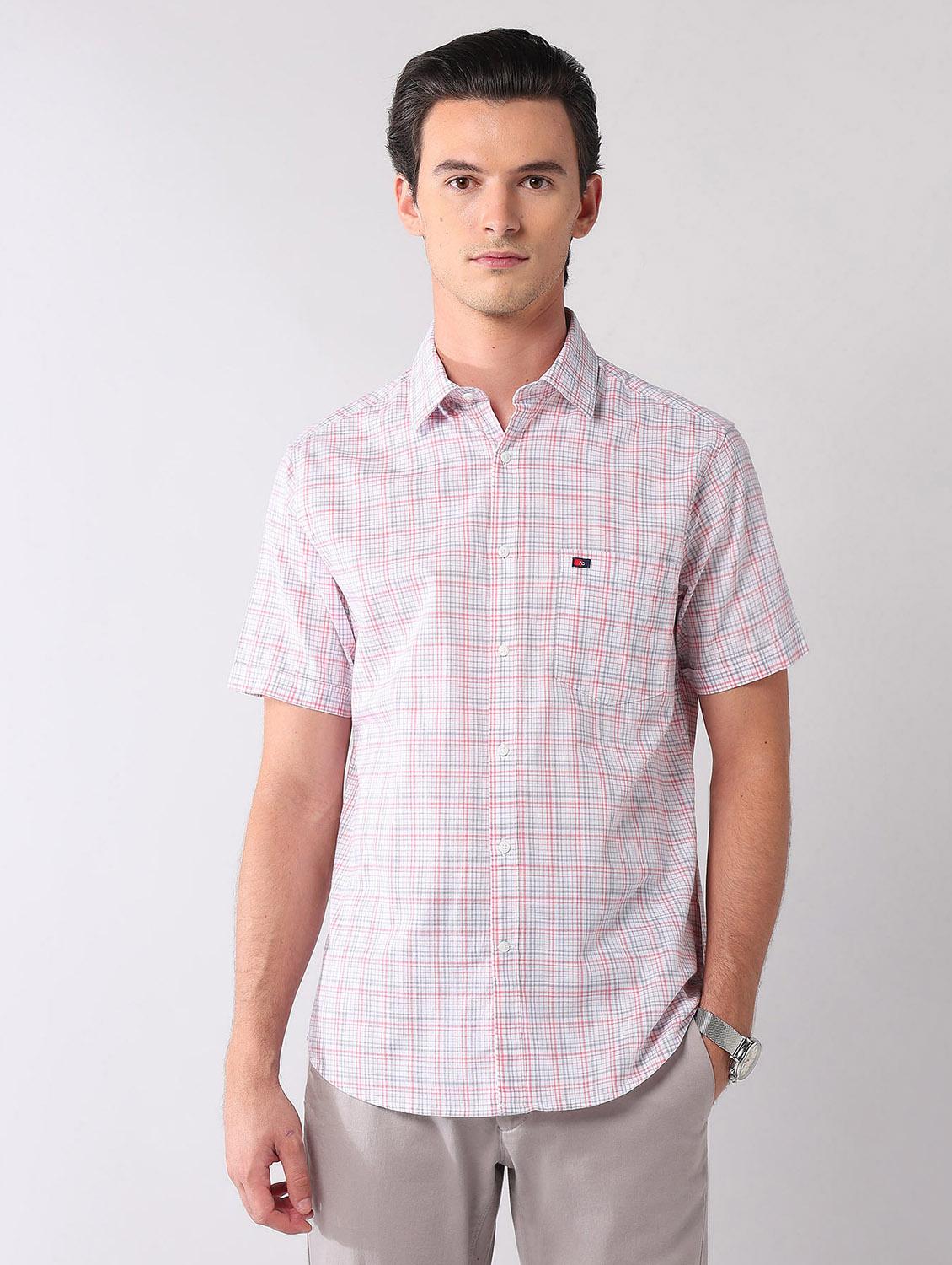 men checkered short sleeve regular fit casual shirt - 21998487 -  Zoom Image - 0
