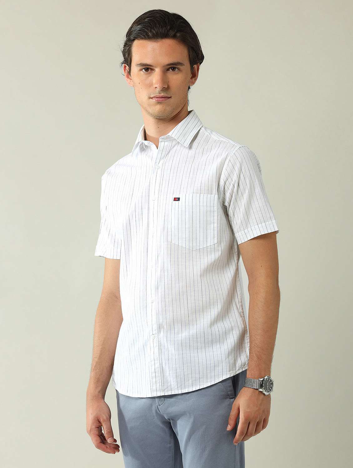 men striped short sleeve regular fit casual shirt - 21998488 -  Standard Image - 2