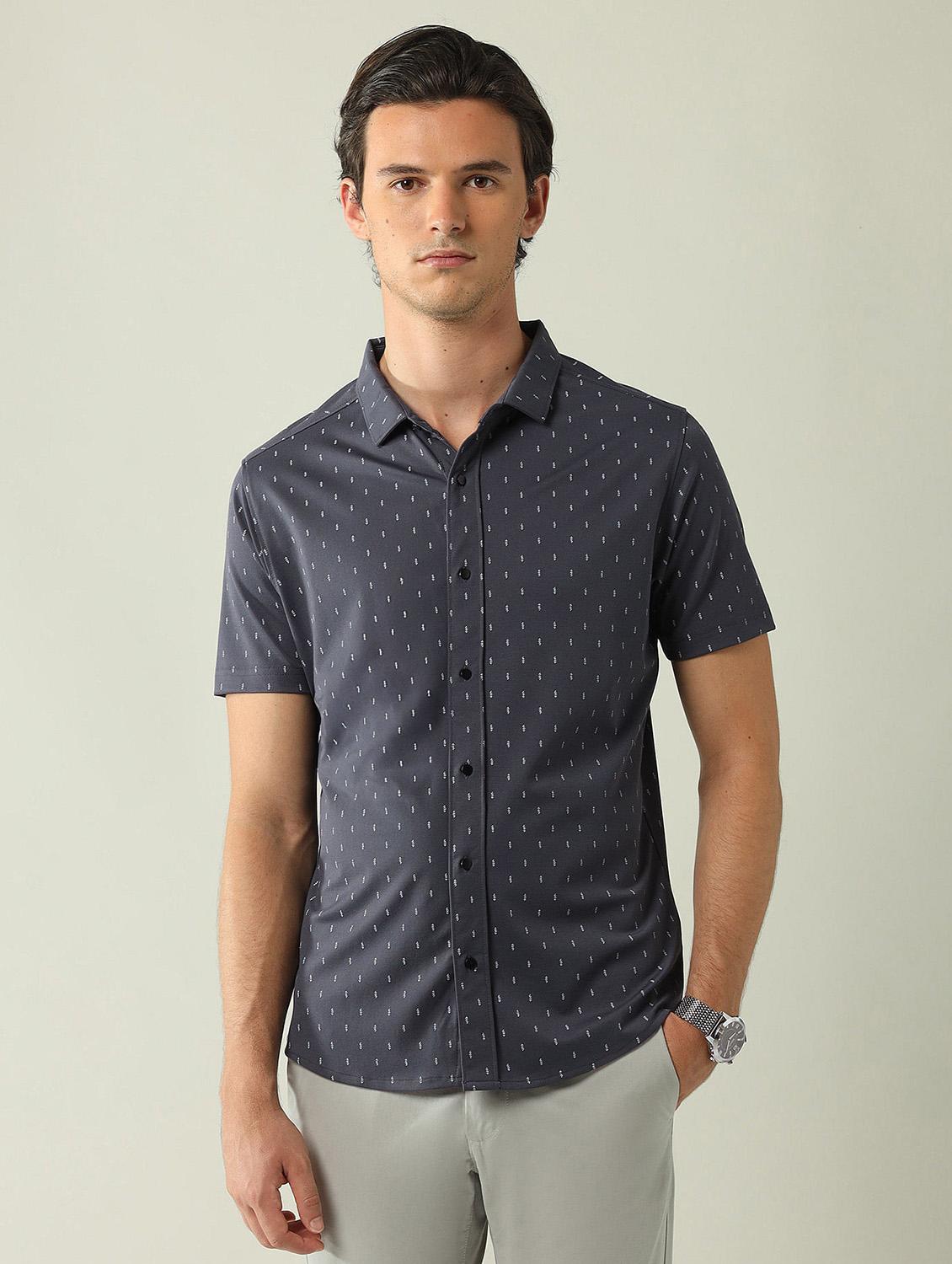 men printed short sleeve regular fit casual shirt - 21998491 - Standard Image - 2