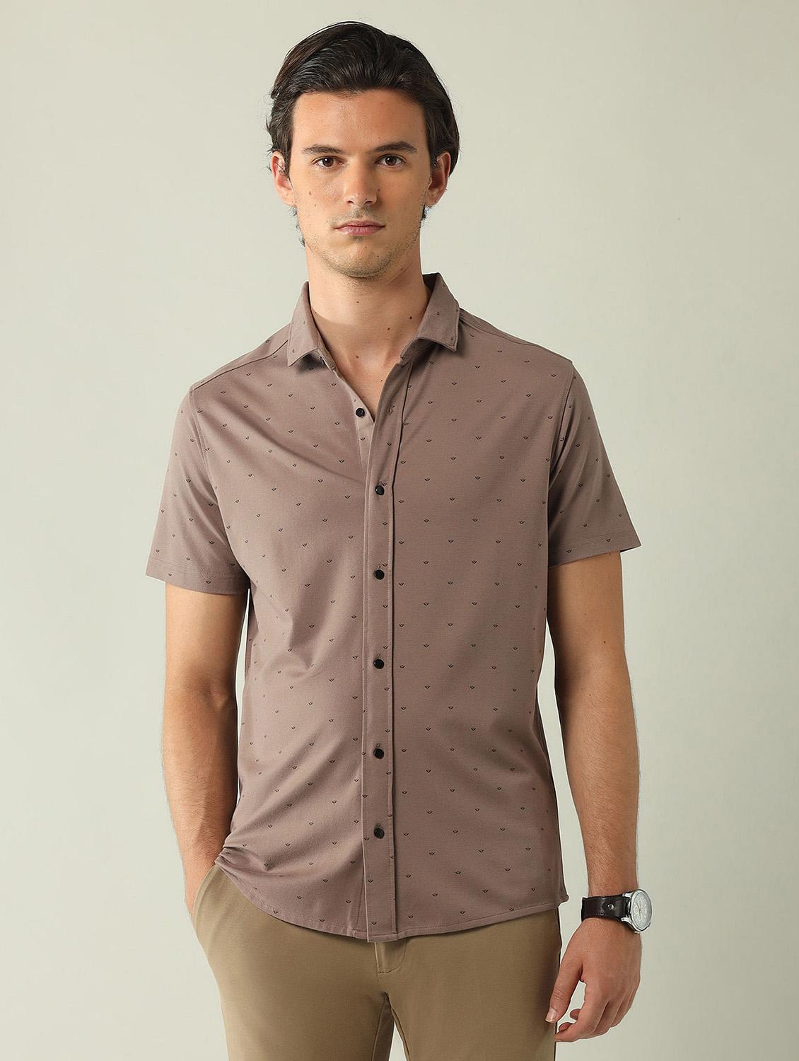 men printed short sleeve regular fit casual shirt - 21998492 - Zoom Image - 0