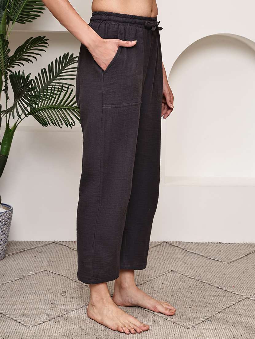 women solid mid rise loungewear pajama - 21998608 -  Standard Image - 2